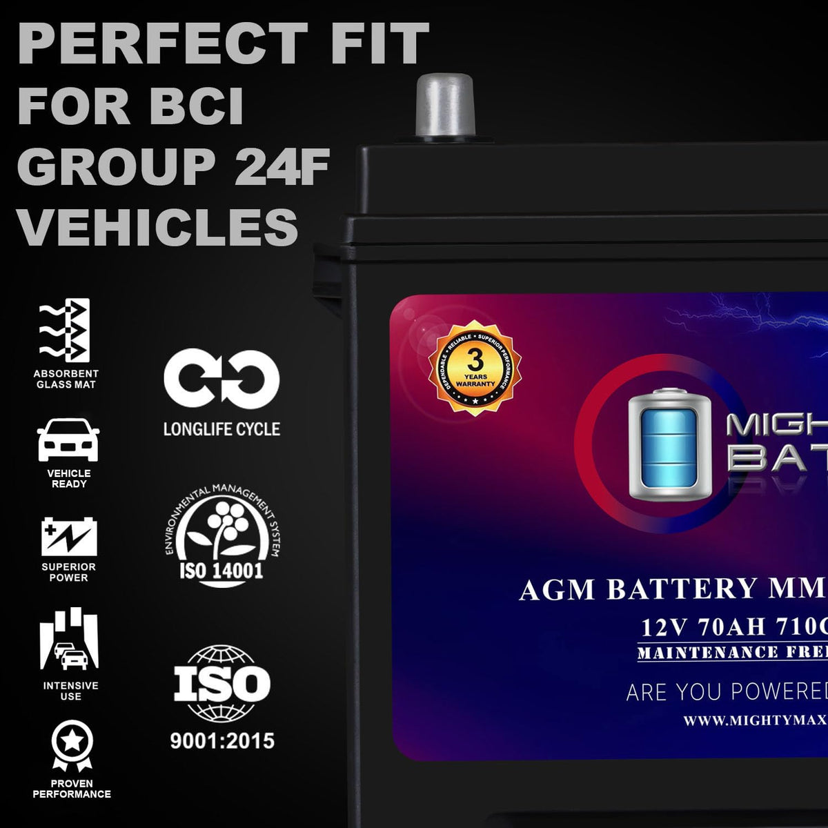 12V 70Ah AGM Replacement Battery A832