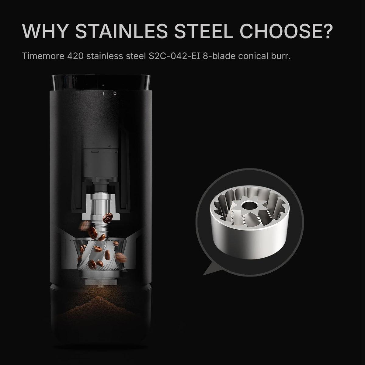 Portable Electric Burr Coffee Grinder with 30 Settings Q301861