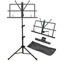 Black Portable Sheet Music Stand with Clamp and Carrying Bag M64851