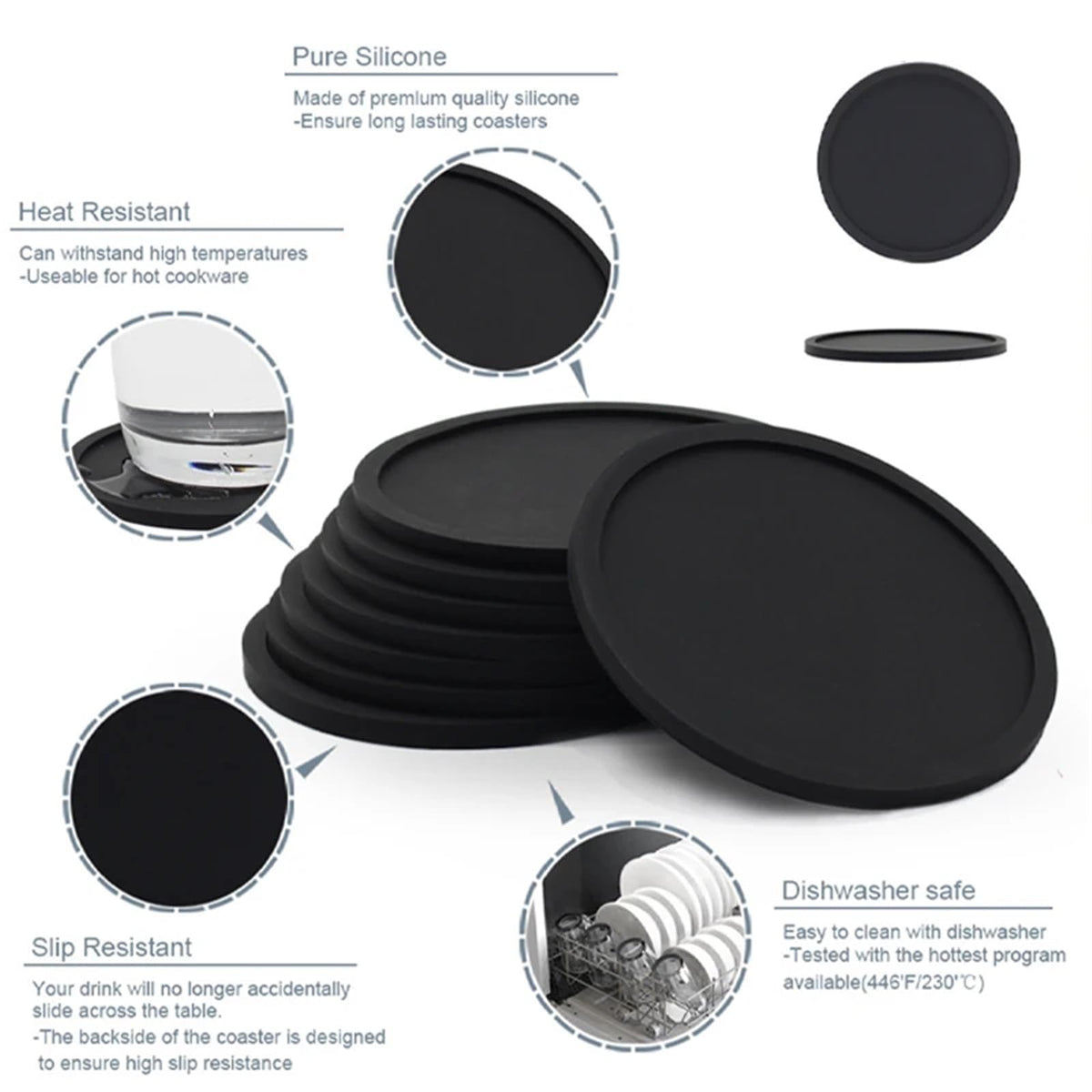 32 Pc Silicone Coasters T114