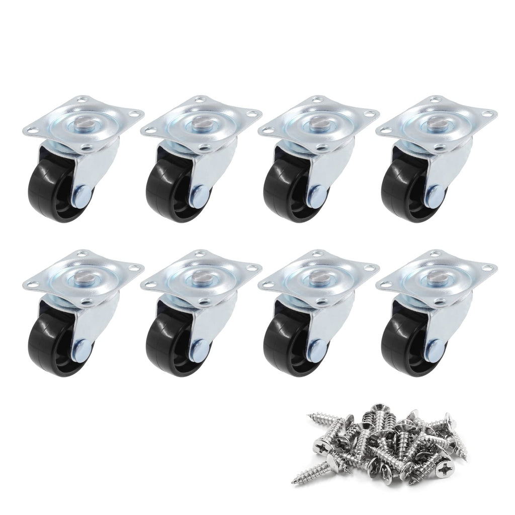 1 inch Swivel Caster Wheels Rubber Base, 8pcs V681