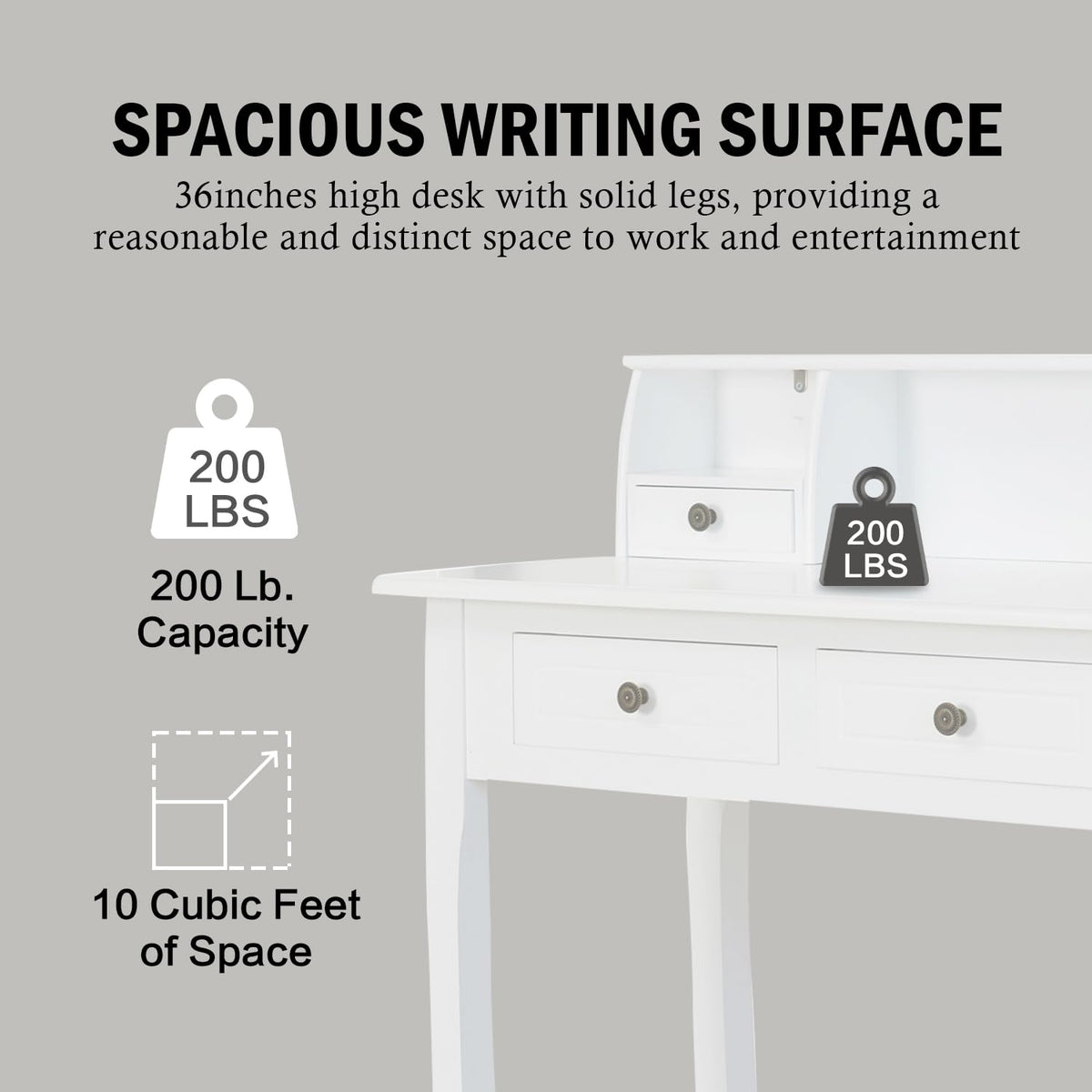 White Writing Desk with Hutch I51941