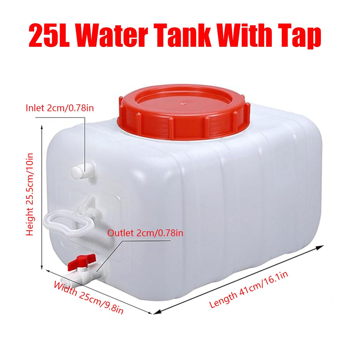 Plastic Water Tank 25L Food-Grade Rectangular with Faucet W483941