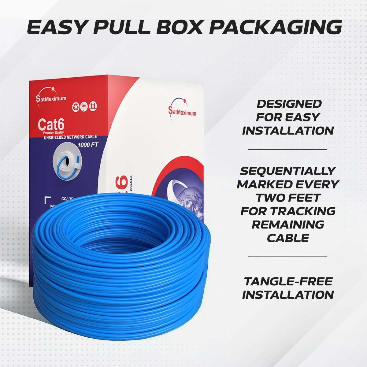 CAT6 Cable 1000ft Solid Ethernet LAN UTP Cable 23AWG 550Mhz RJ45 CCA Wire Blue J925