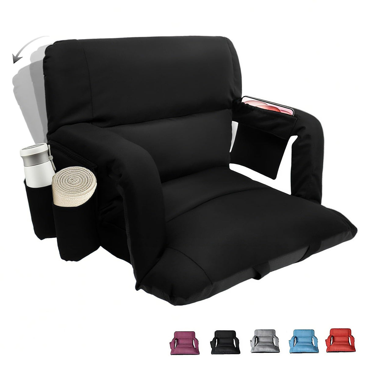 Black 25" Wide Stadium Seat with Back Support F398