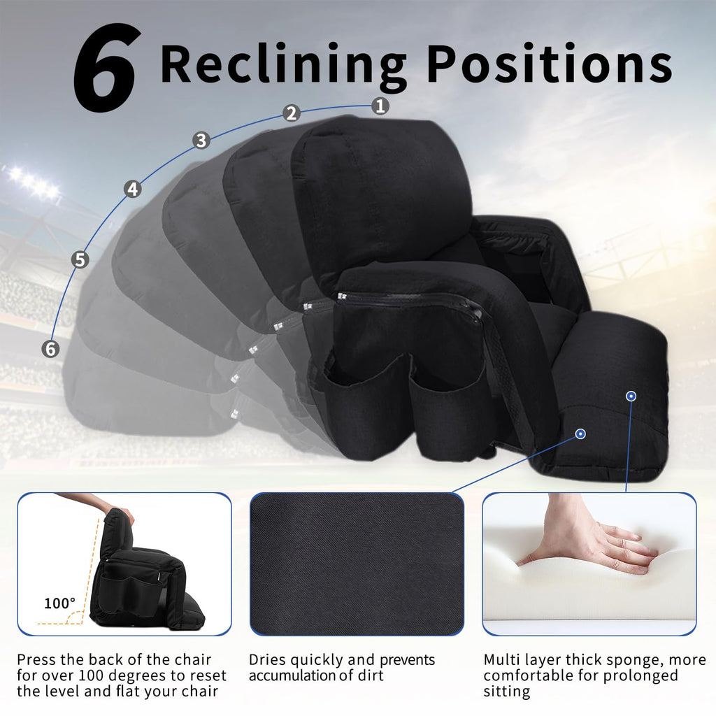 Black 25" Wide Stadium Seat with Back Support F398