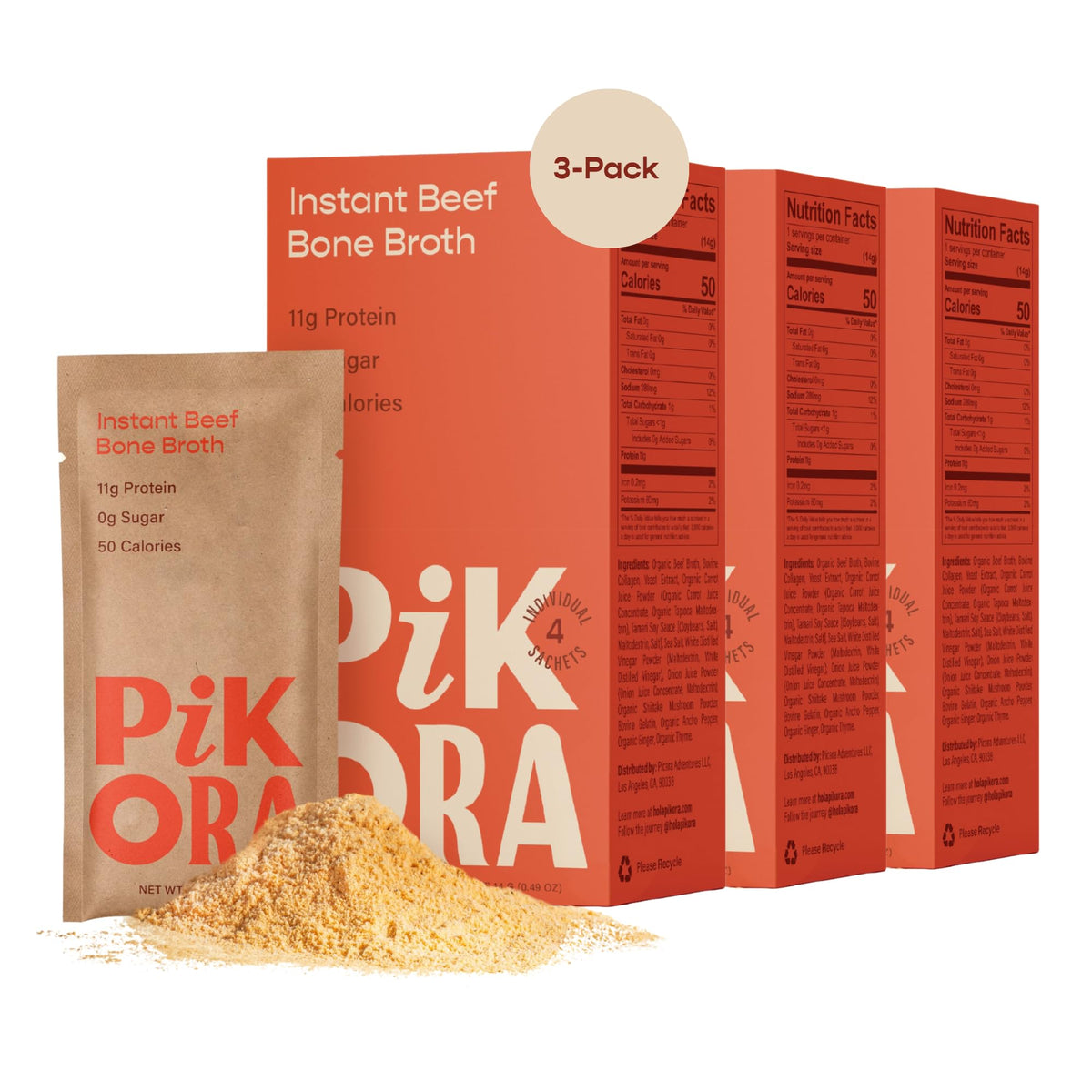Beef Bone Broth Instant Powdered Mix 3 Pack Y70334