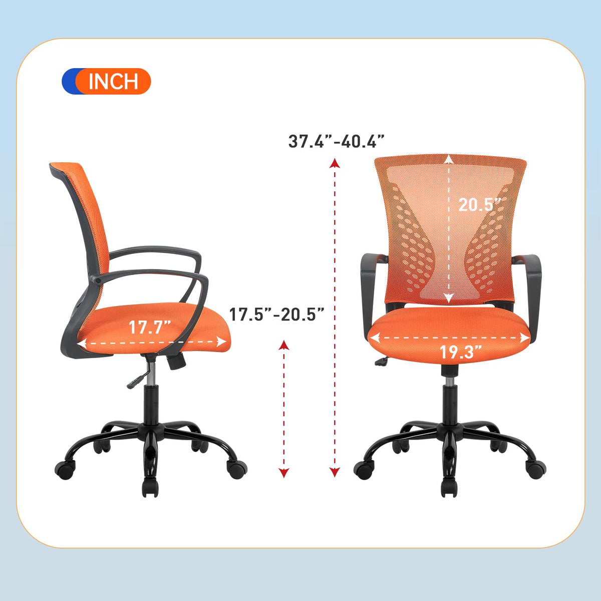 Orange Ergonomic Mesh Office Chair with Lumbar Support Armrest O1327