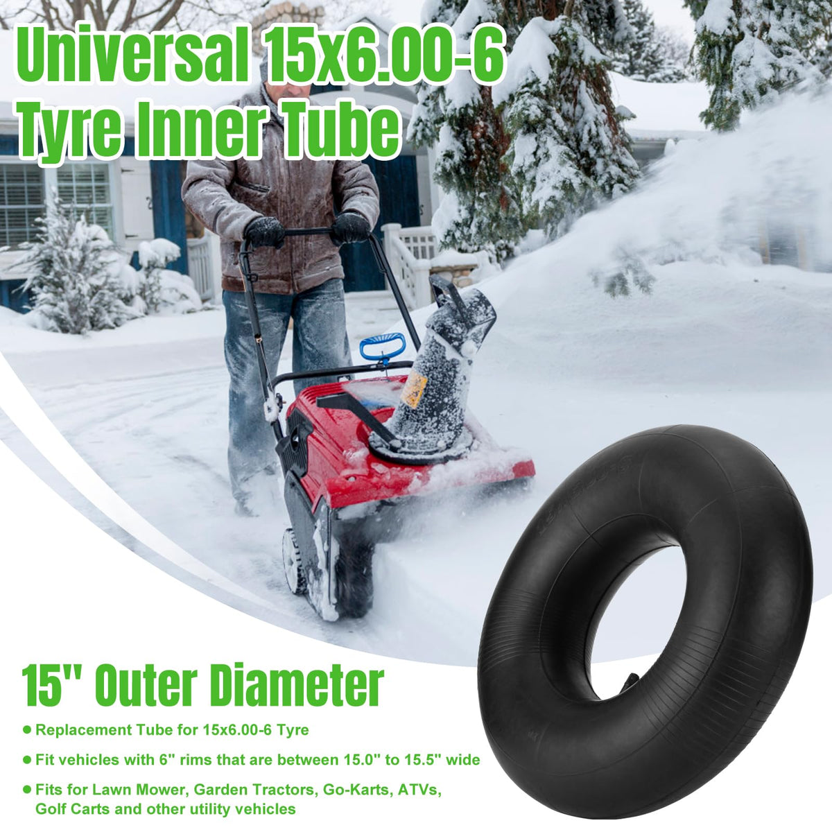 15x6.00-6 Inner Tubes with TR-13 Straight Valve Stem, 2 Pack T410