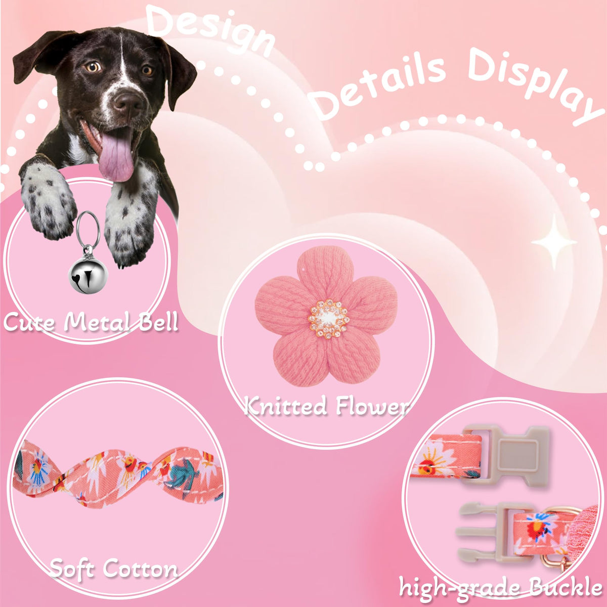 Small Dog Collar with Flower and Bell R919