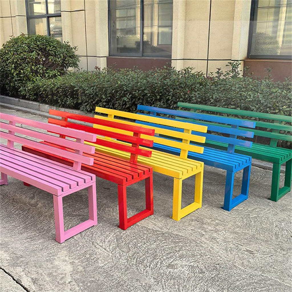 Iron Patio Bench with Backrest Pink 79" L x 16" W x 31" H X521