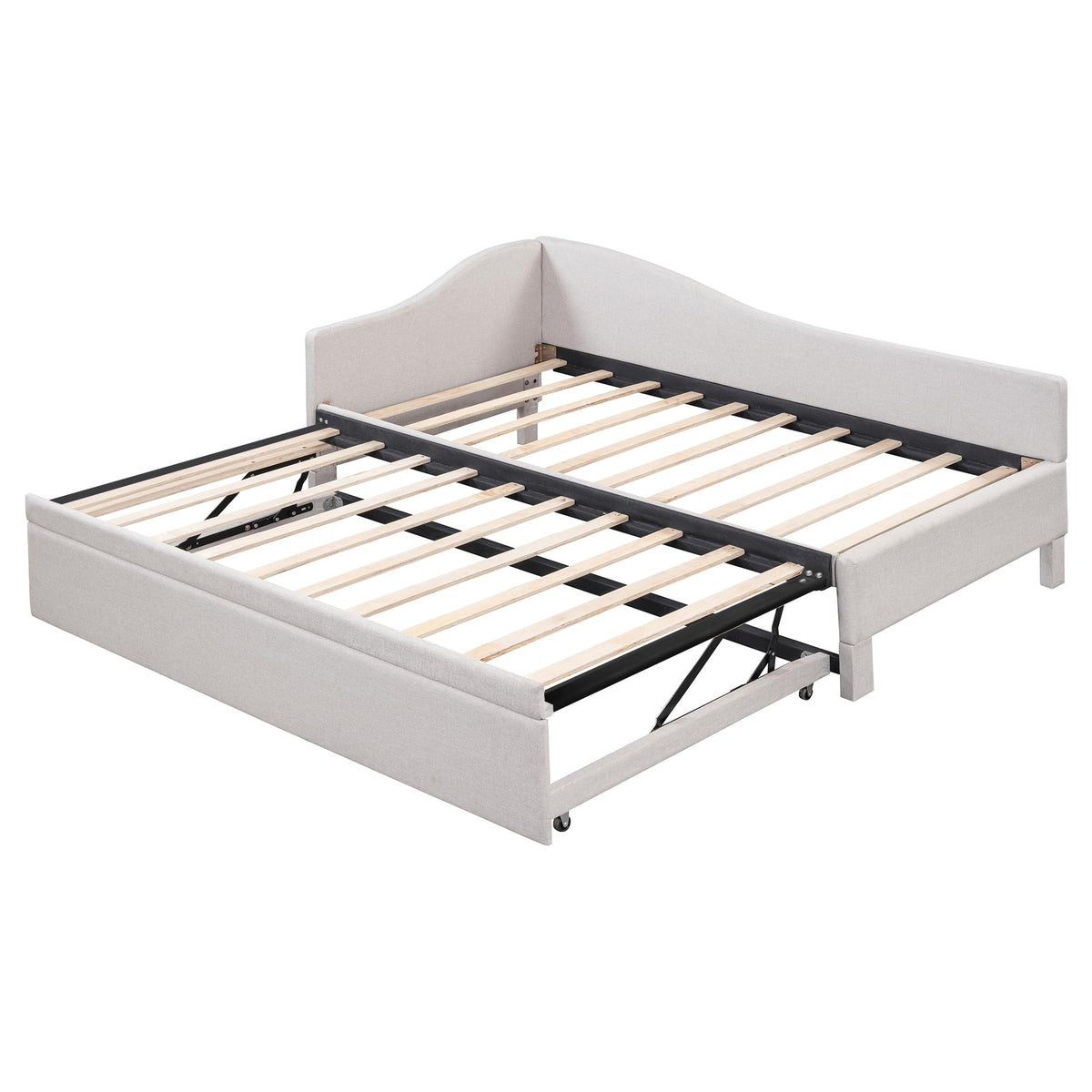 Twin Size Linen Upholstered Daybed with Pop up Trundle O417