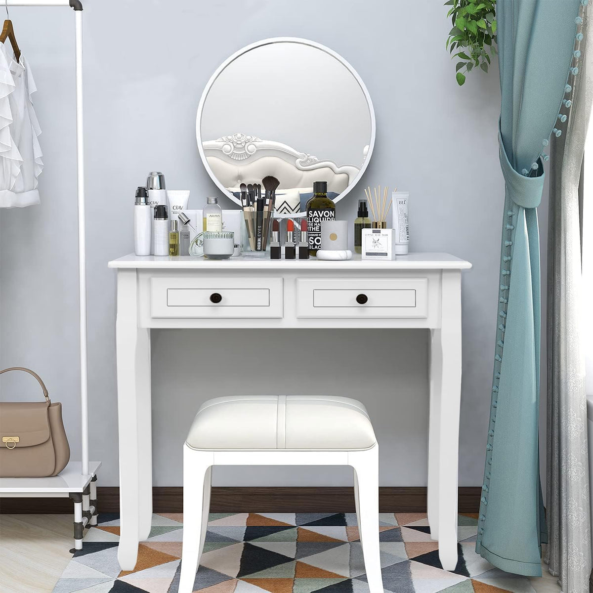 White Writing Desk with Hutch I51941