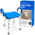 Blue Adjustable Padded Aluminum Shower Bench T599960