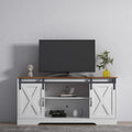 Sliding Barn Door Wood TV Stand with Adjustable Shelves D4723