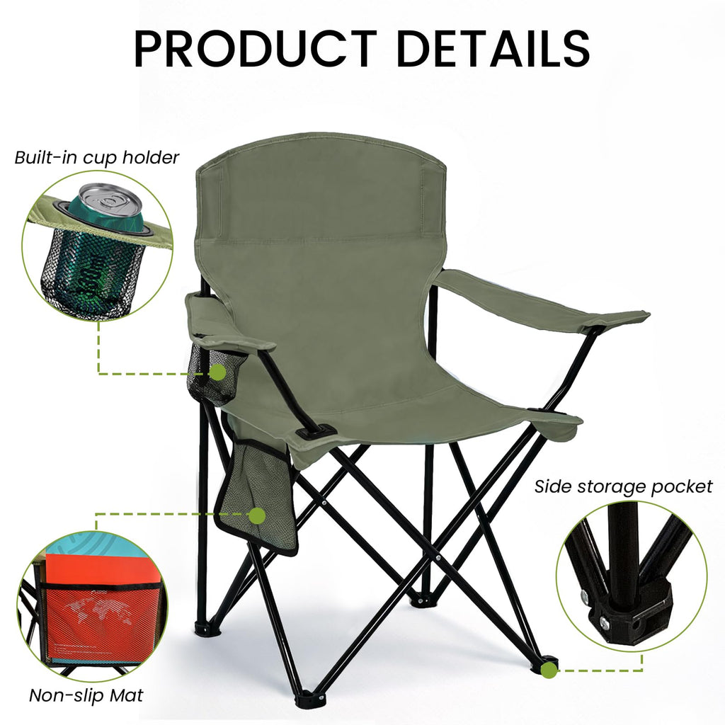 Camping Chair 2 Pack Portable Folding Chair Green J591783