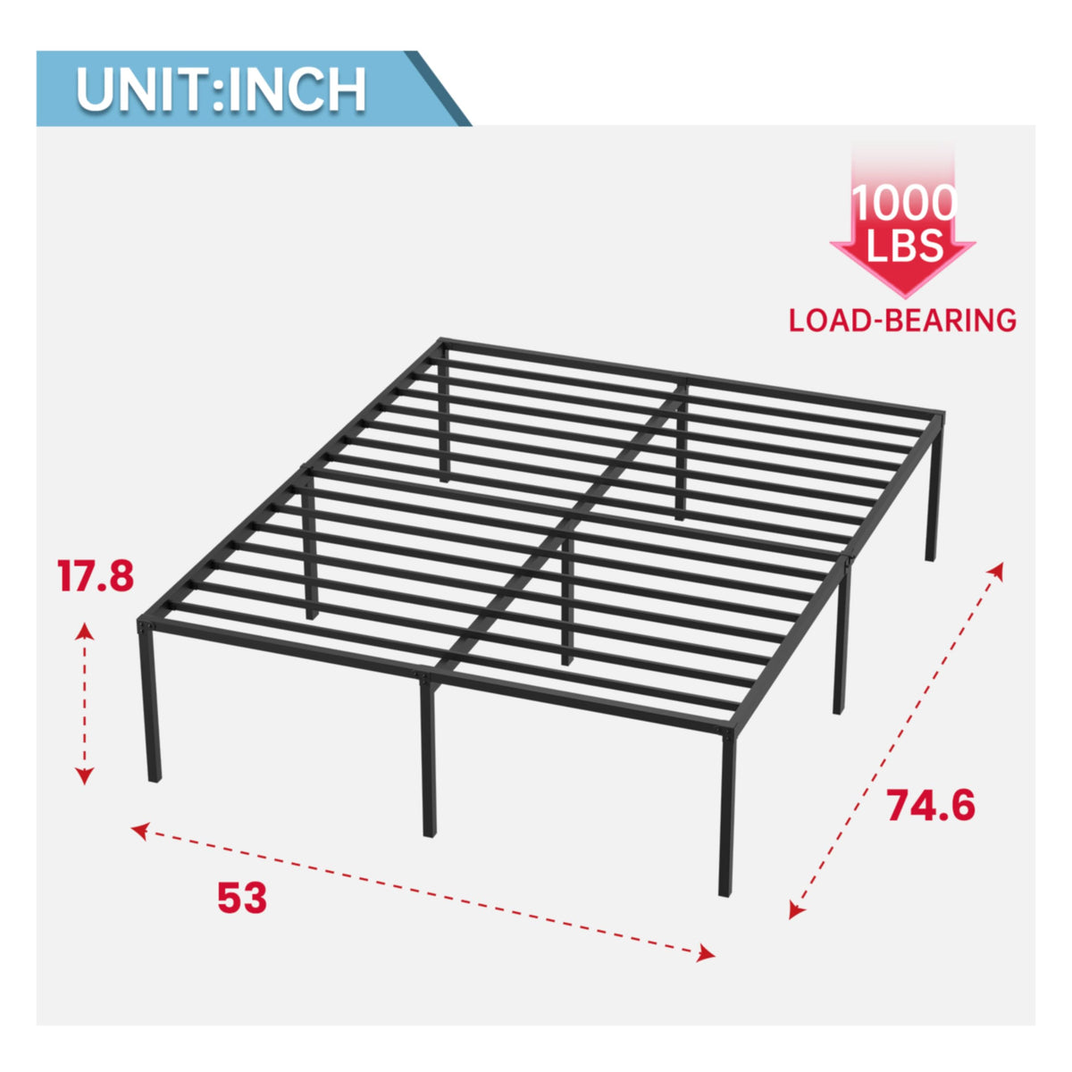 18 Inch Metal Full Bed Frame with Storage Z217030