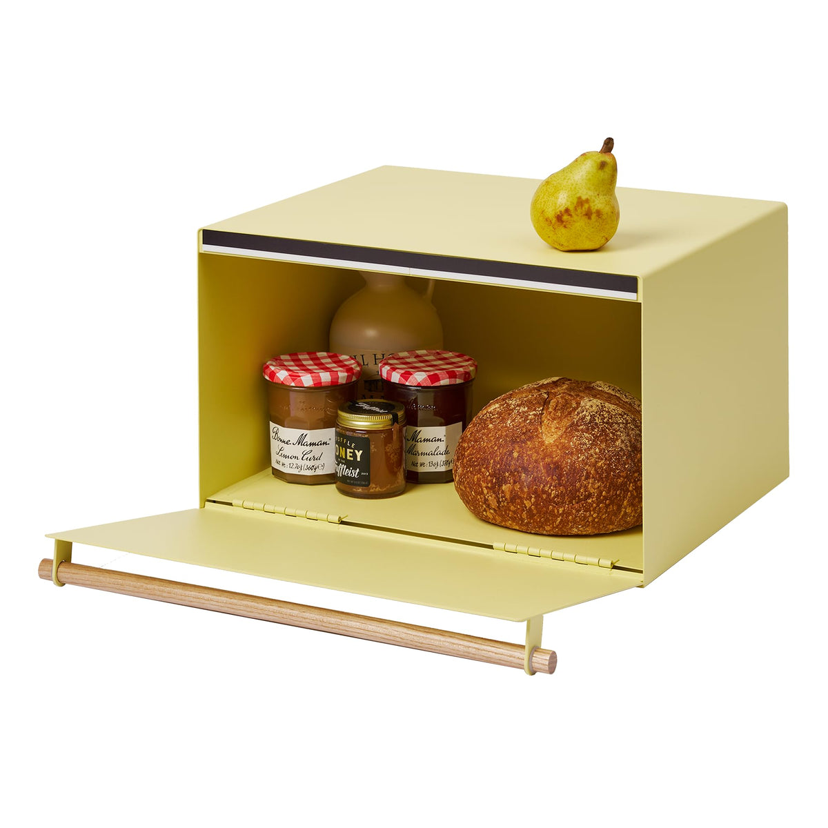 Large Yellow Steel Wood Bread Box T930014
