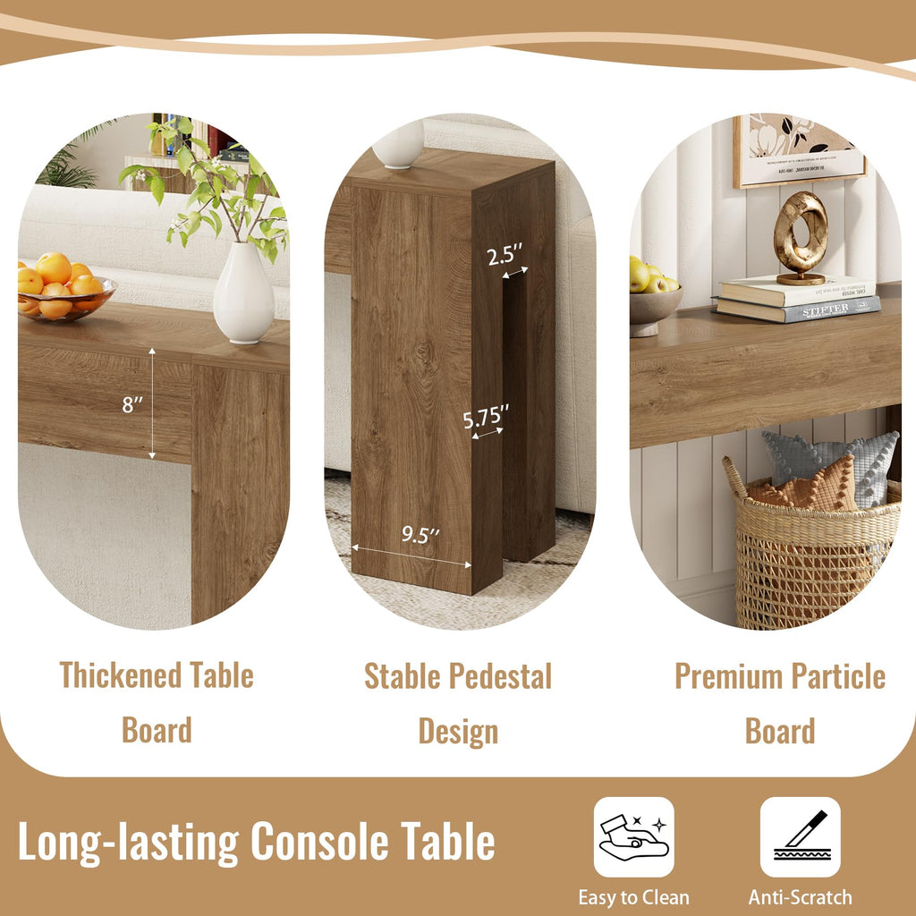 79-Inch Natural Oak Sofa Console Table S957