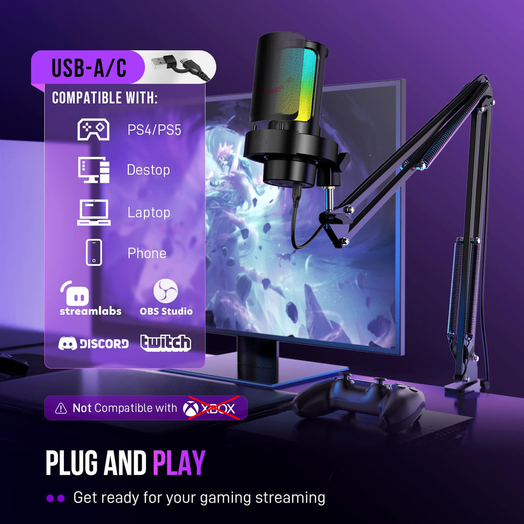 USB Gaming Microphone with Boom Arm T944622