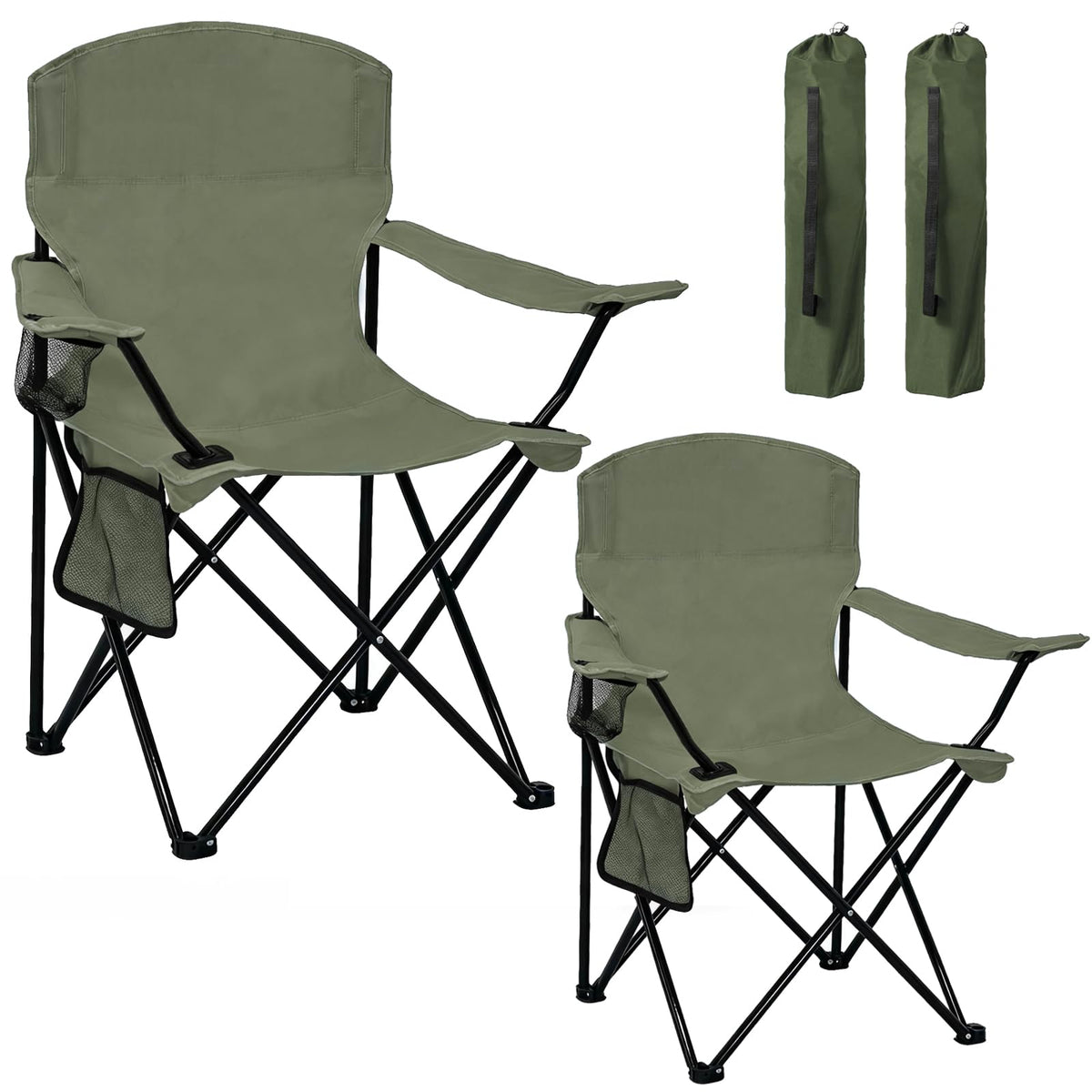 Camping Chair 2 Pack Portable Folding Chair Green J591783