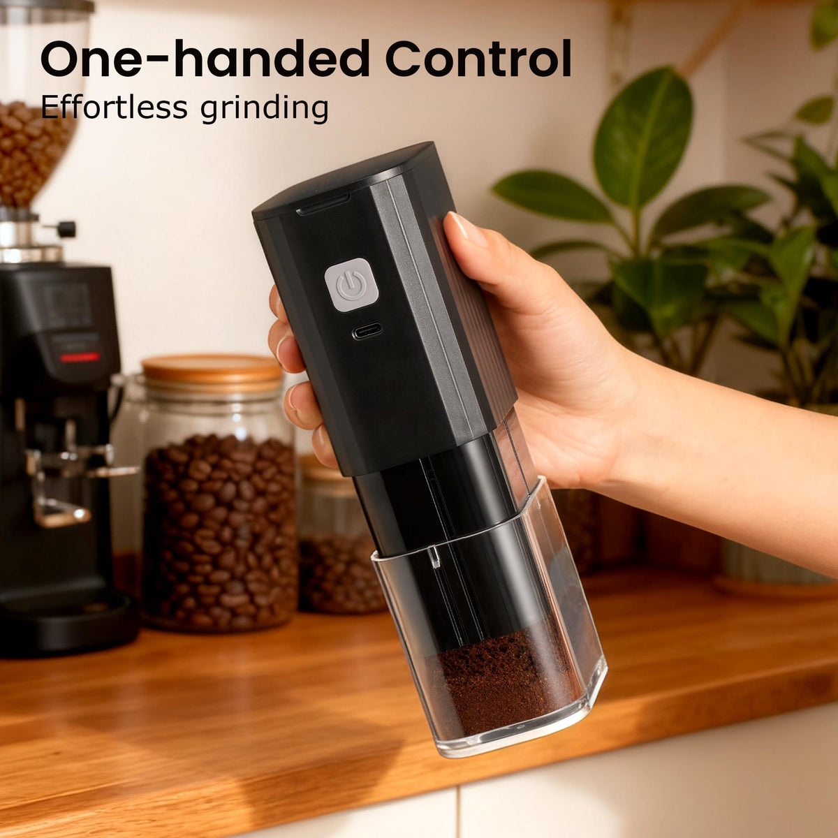Portable Electric Coffee Grinder Adjustable Stainless Steel Burr O7000