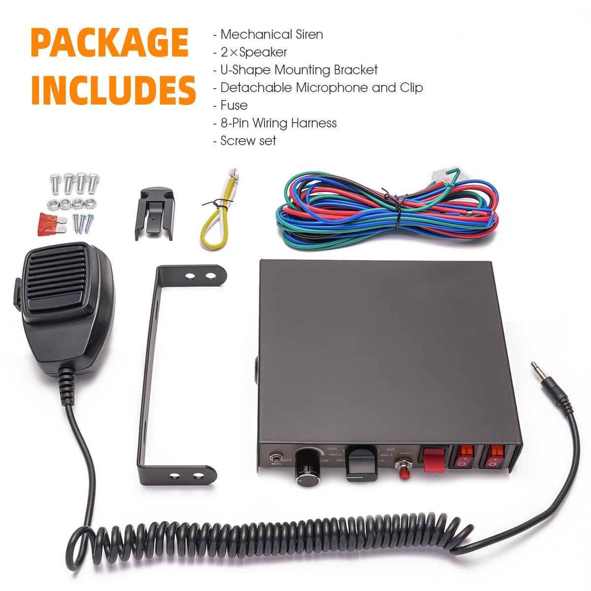 12V 400W 9 Tones Warning Emergency Siren PA System with Handheld Microphone M6262