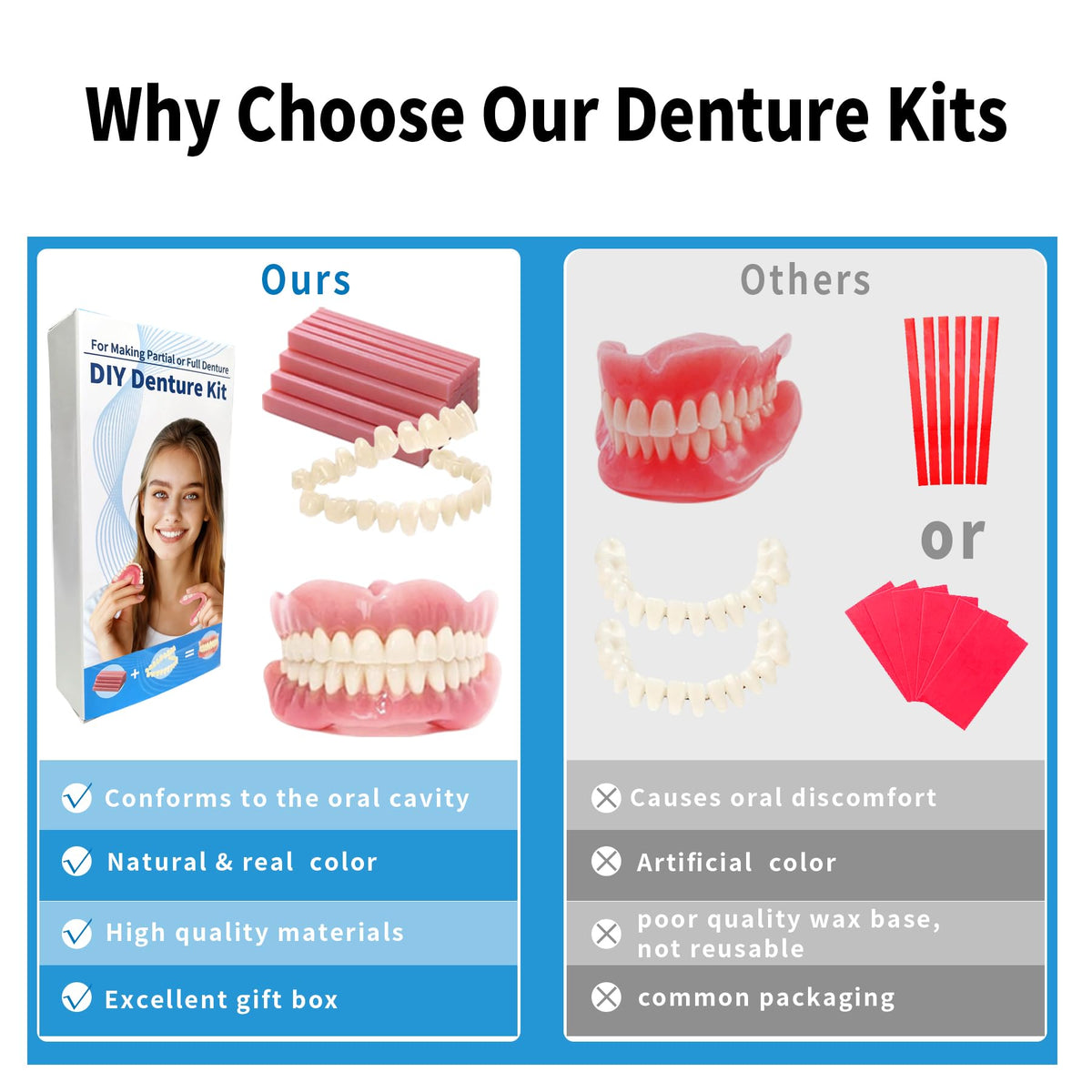 DIY Denture Kit Top & Bottom Fake Teeth O90516