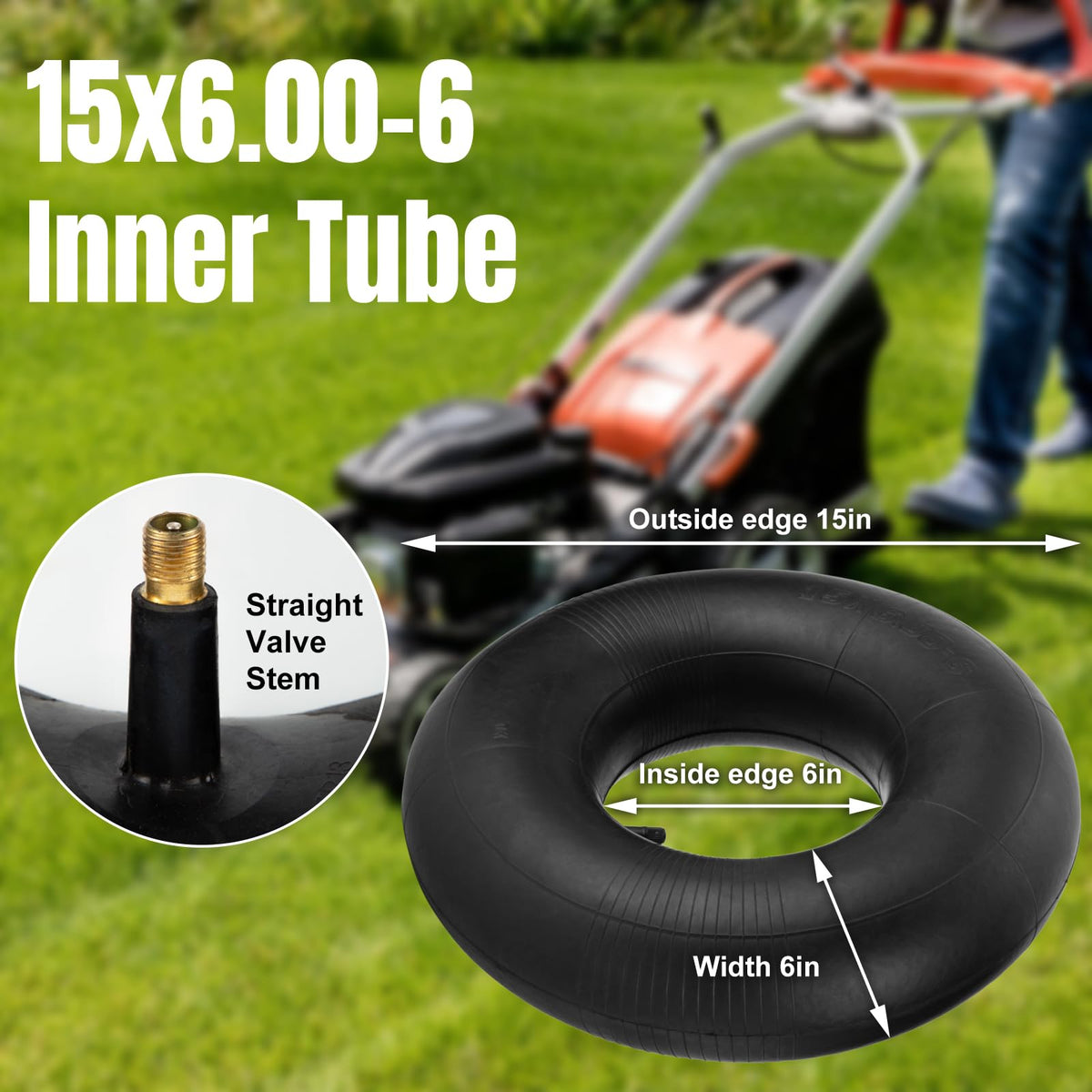 15x6.00-6 Inner Tubes with TR-13 Straight Valve Stem, 2 Pack T410