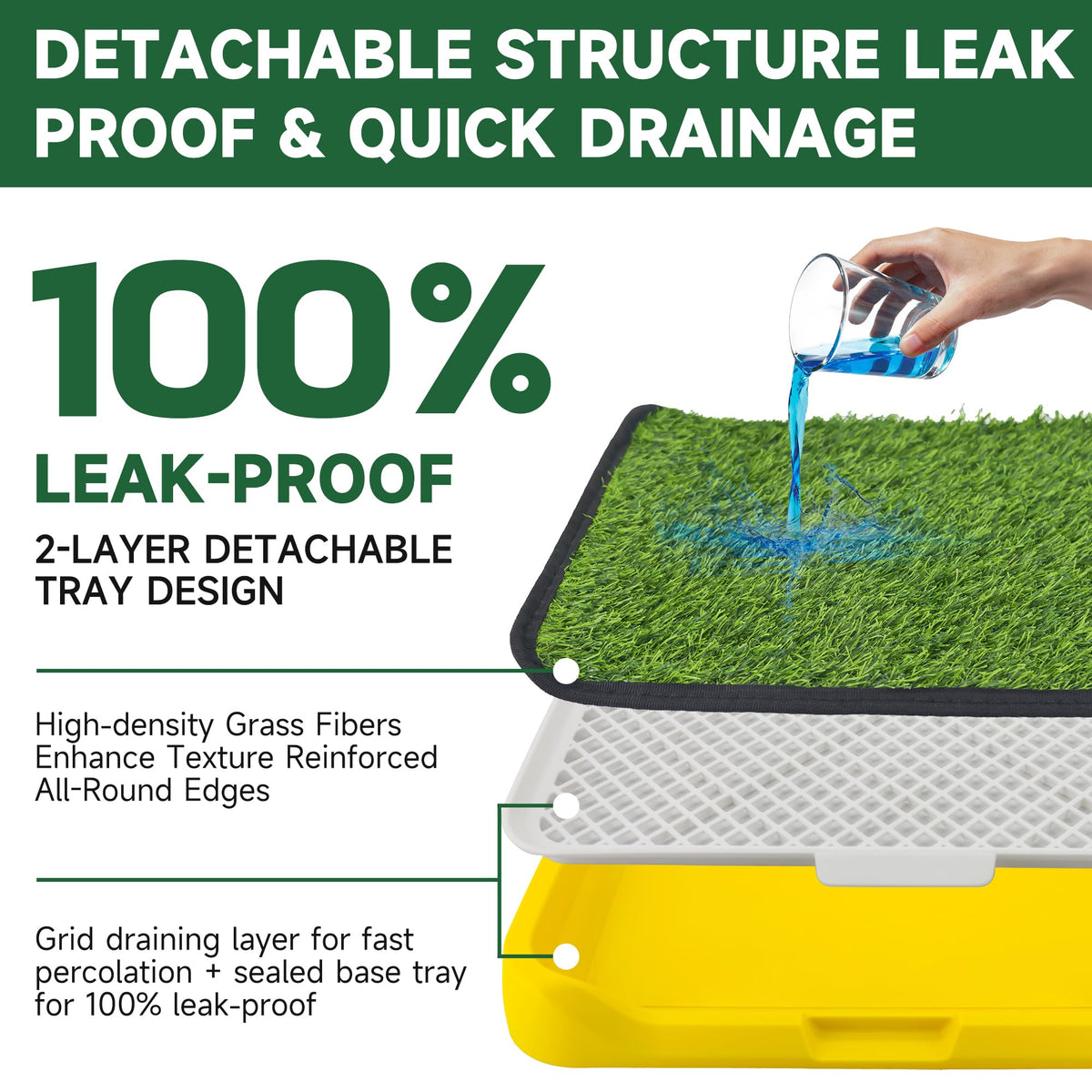 2 Pack 18"x14" Artificial Dog Grass Potty Pad with Tray I452