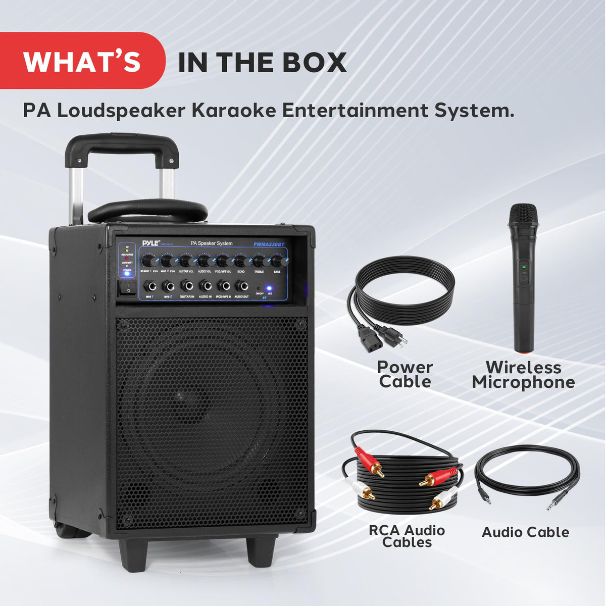 Wireless Portable PA System 400W Bluetooth Compatible Rechargeable Battery Powered Speaker Microphone Set K713