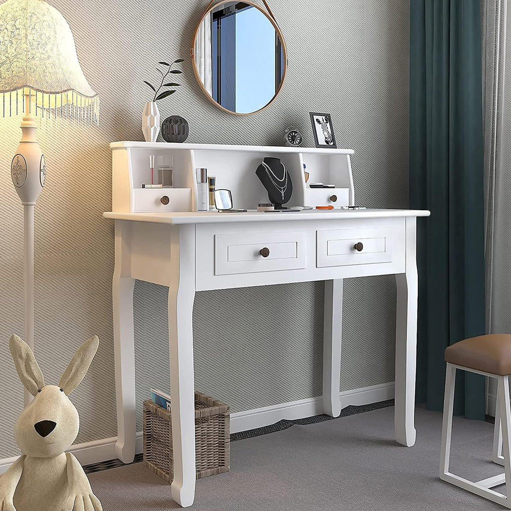 White Writing Desk with Hutch I51941