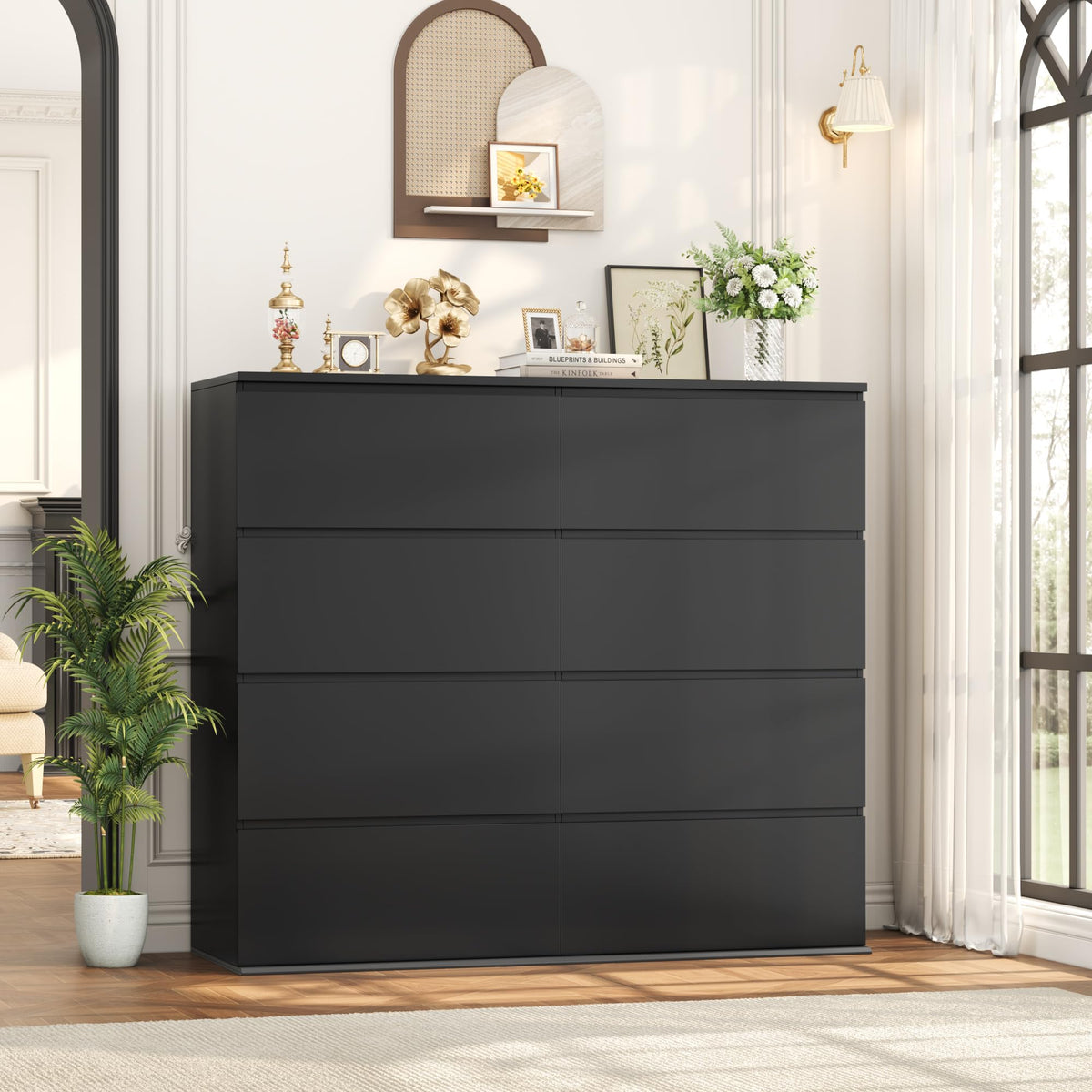 Black 8 Drawer Dresser U9813