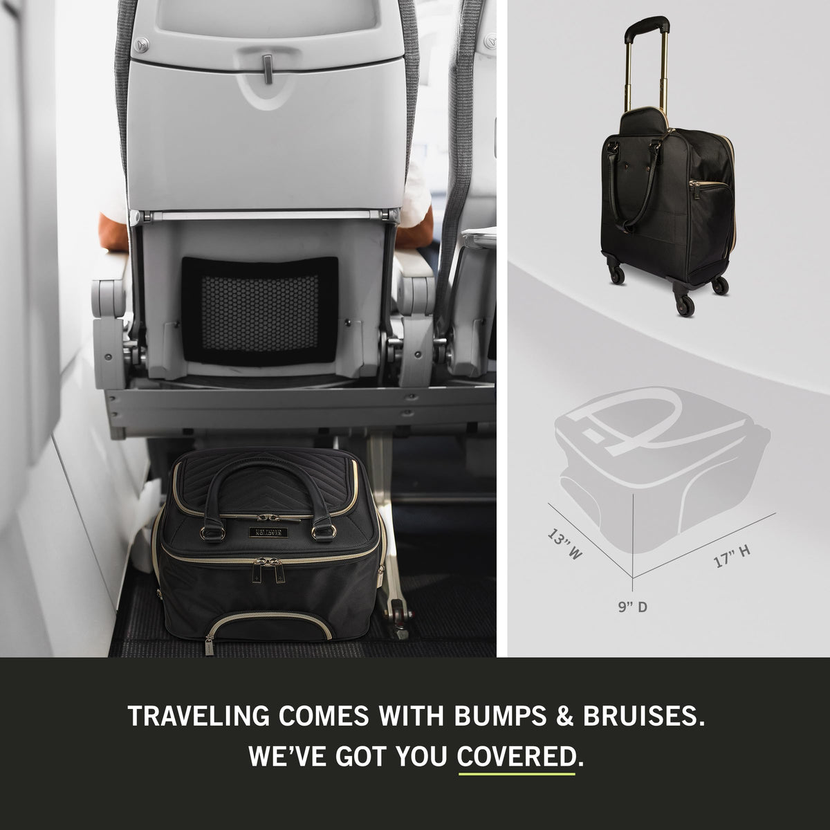 Black Quilted Underseater Luggage W636147