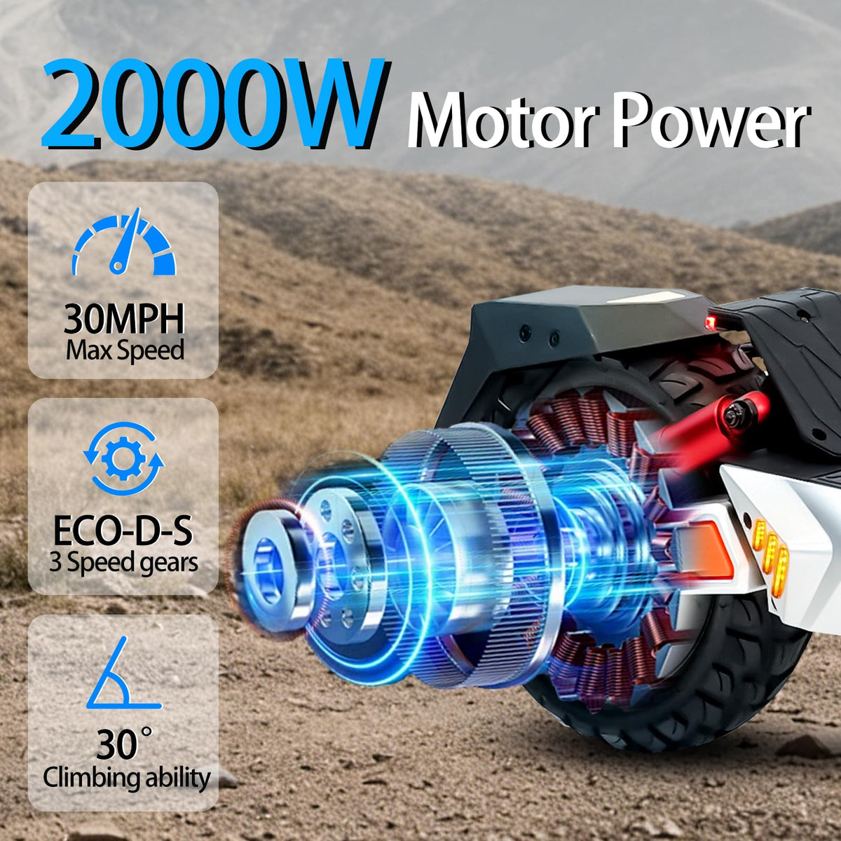 Electric Scooter 1600/4000/6000W Motor 50 Miles Range 10" Off Road Tire Folding E-Scooter with Detachable Seat Y825