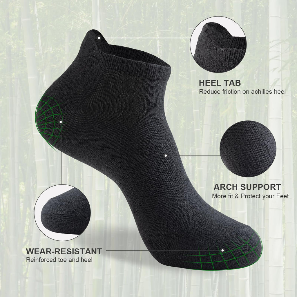 Ankle Socks for Men, 6 Pairs, Bamboo Rayon Breathable Low Cut K476