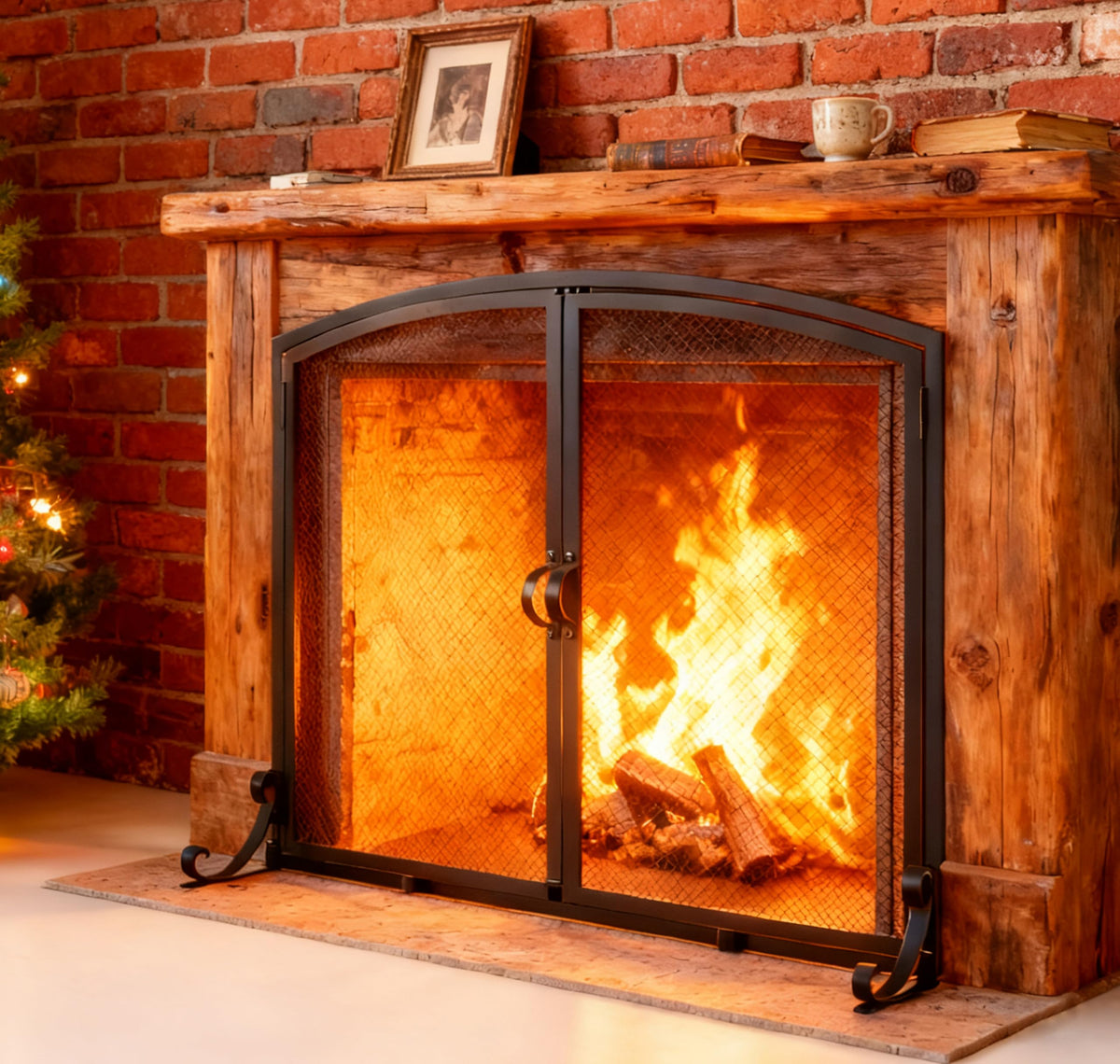 2-Panel Metal Fireplace Screen T2139