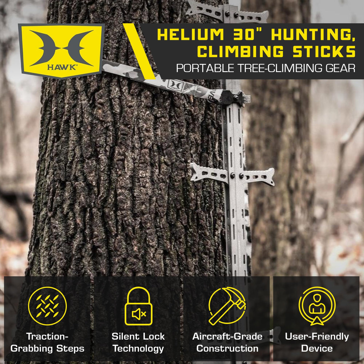 1-Person Tree Stand Platform & Set of 3 Climbing Sticks with Fold-Up Steps S352