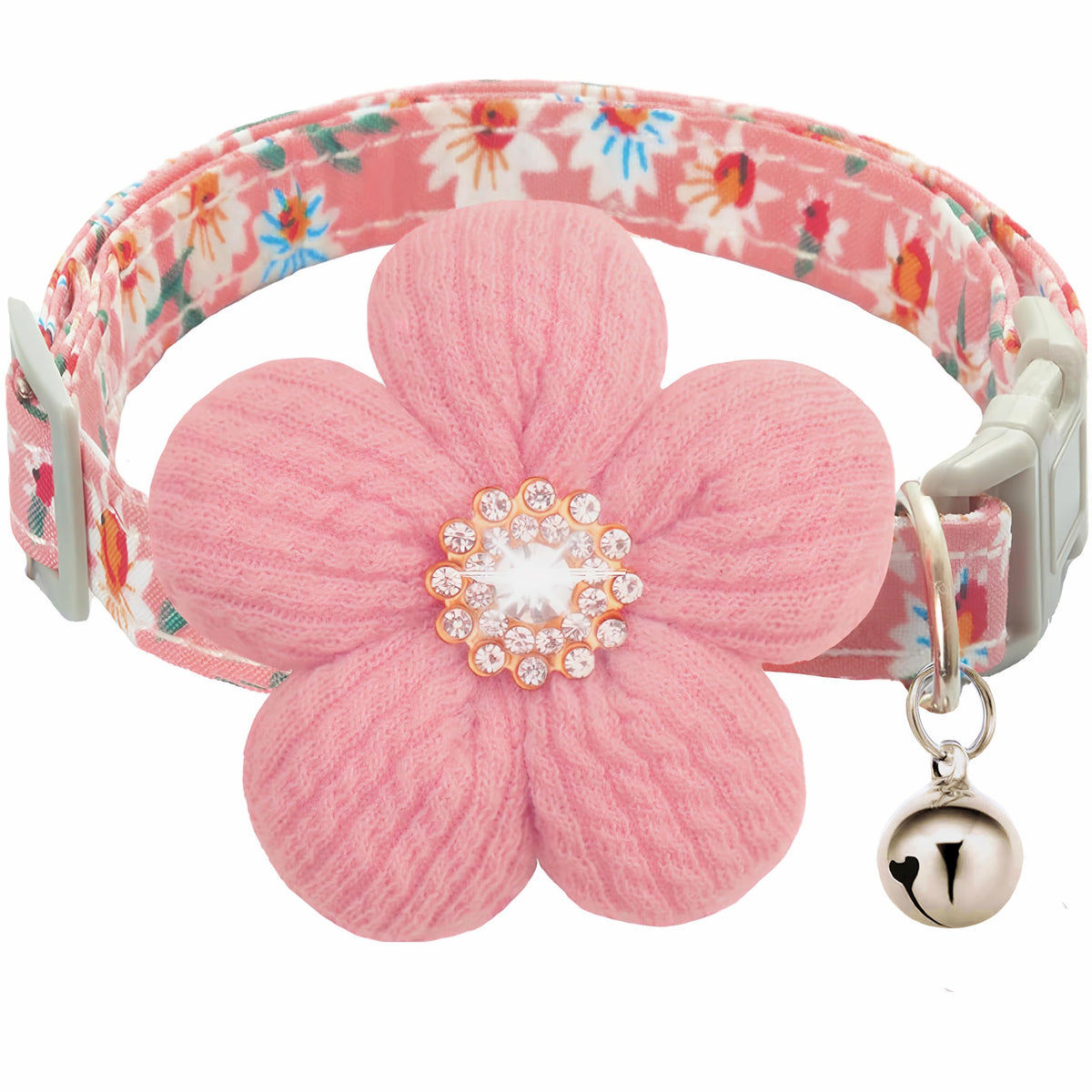Small Dog Collar with Flower and Bell R919