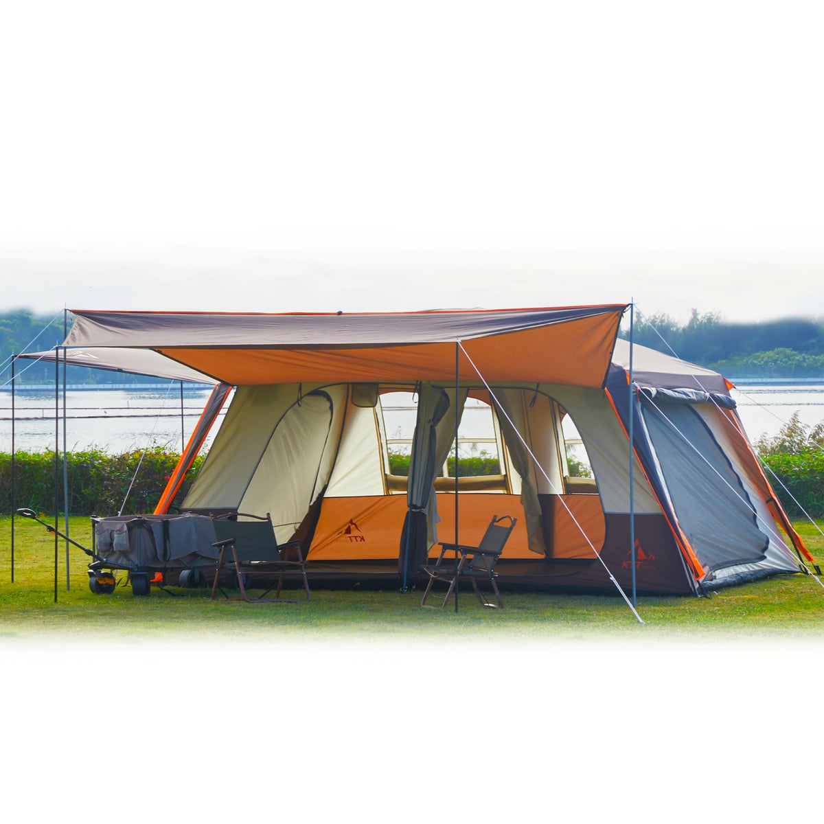 Extra Large 12-14 Person 2 Room Waterproof Double Layer Cabin Tent Z9845