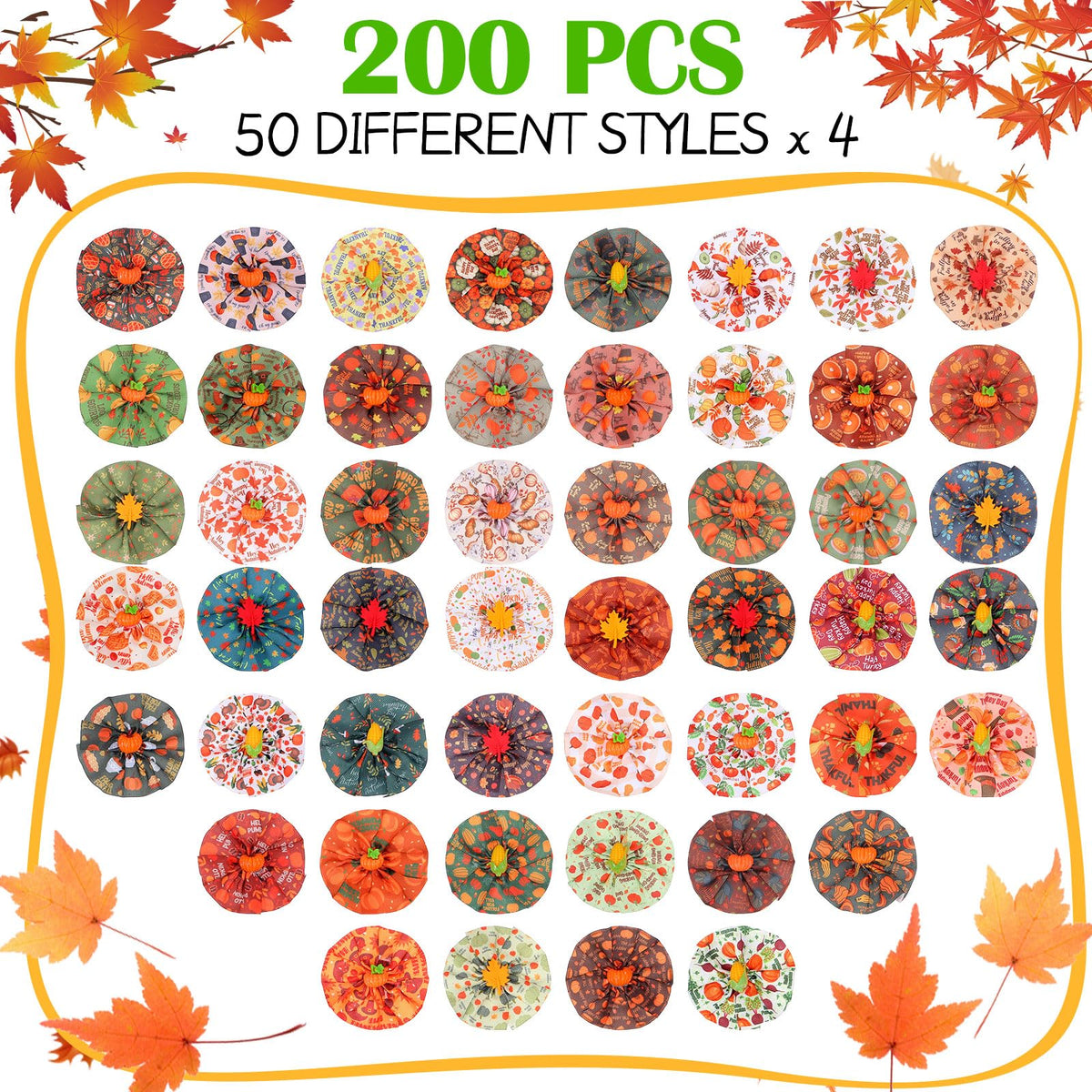 200 Pcs Fall Dog Collar Flowers Charms Bulk V441367