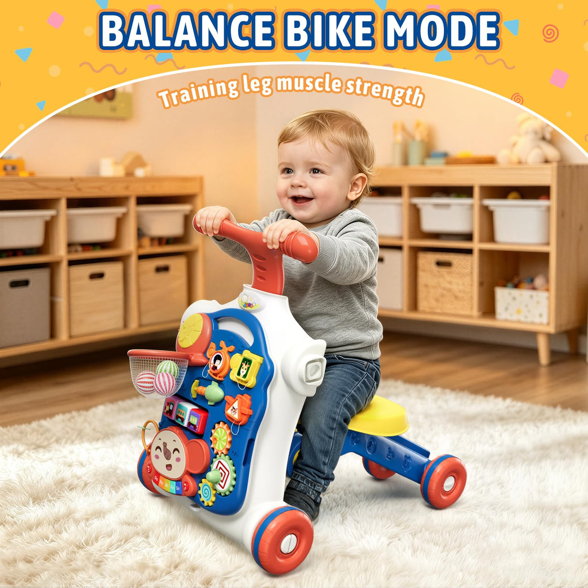 Blue 5 in 1 Baby Push Walker R7557