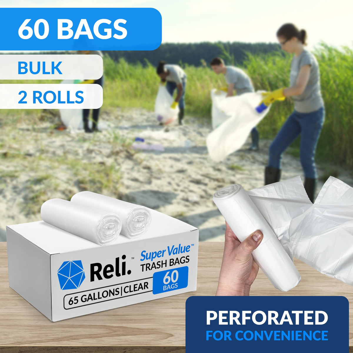 65 Gallon Heavy Duty Trash Bags F933