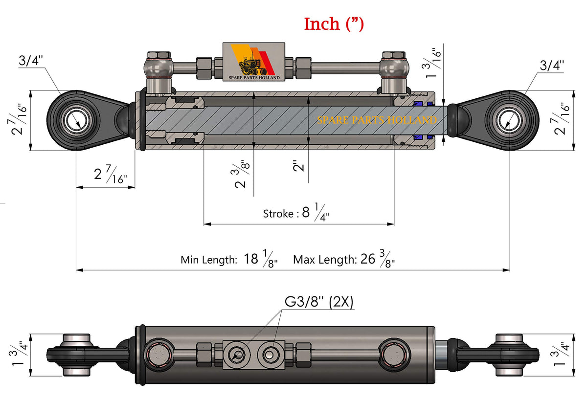 Hydraulic Top Link Cat 1-1 with Locking Block A22743