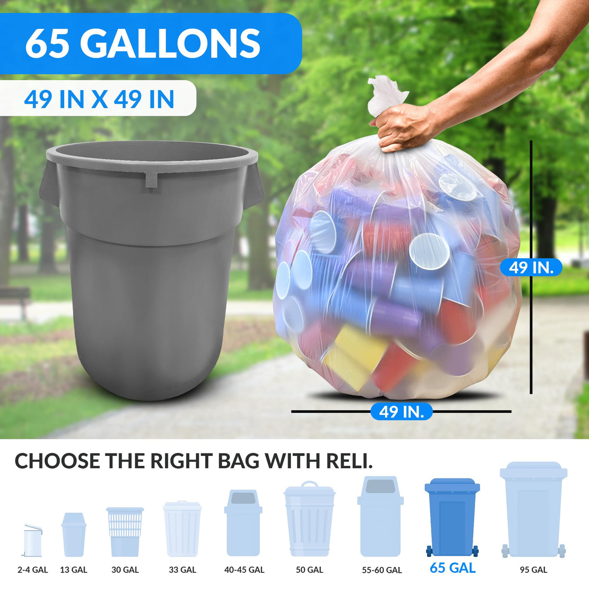 65 Gallon Heavy Duty Trash Bags F933