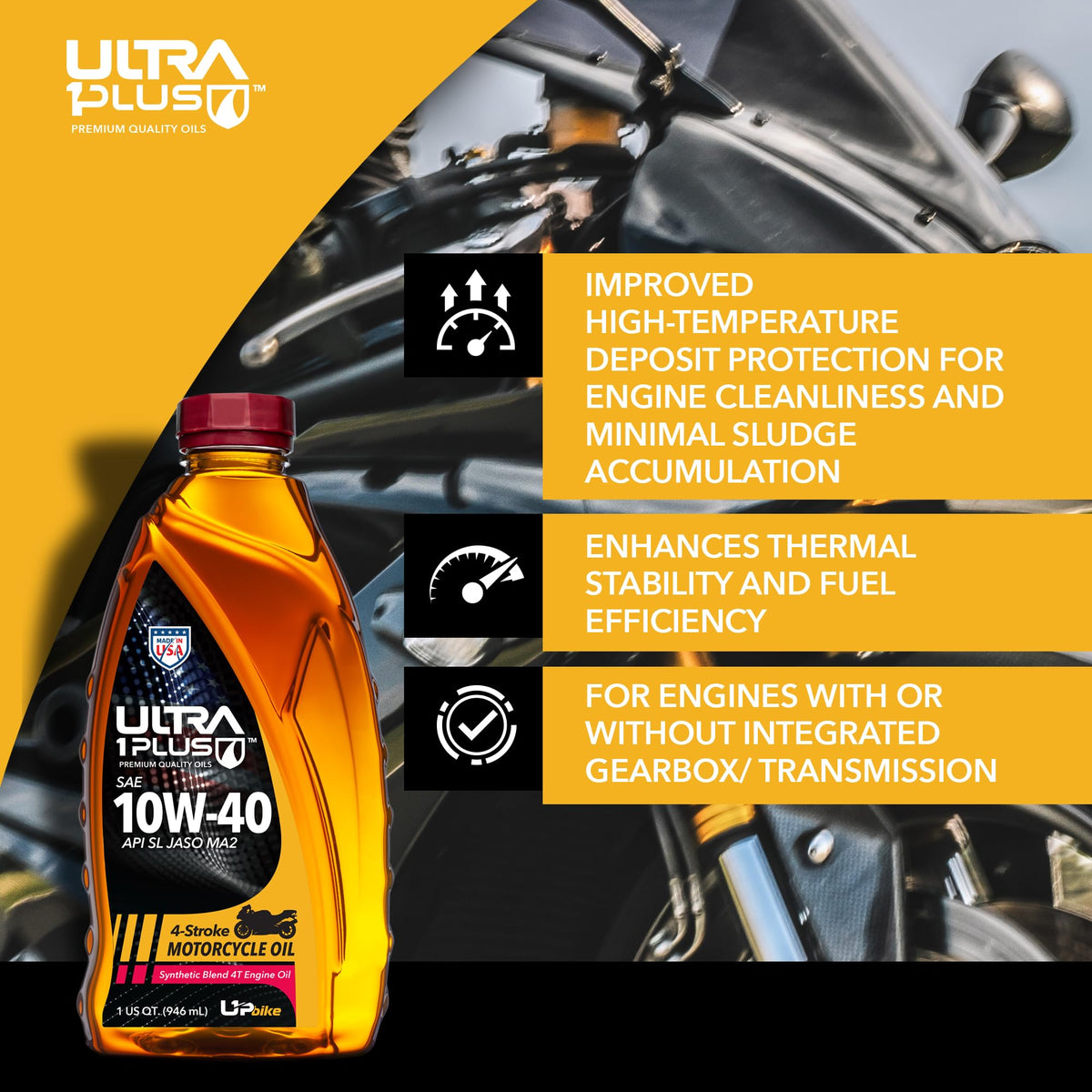 10W-40 Synthetic Blend Motorcycle Motor Oil 12 Quarts N469641