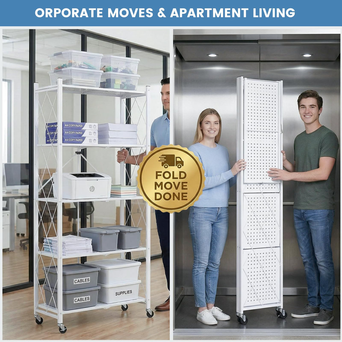 70.7" H 5 Tier Metal Storage Shelves on Wheels W25642