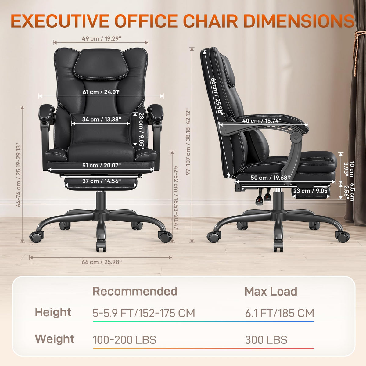 Black Ergonomic Office Chair with Foot Rest Z68502