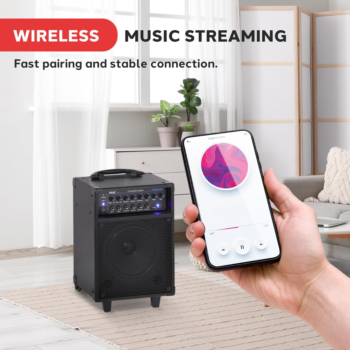 Wireless Portable PA System 400W Bluetooth Compatible Rechargeable Battery Powered Speaker Microphone Set K713