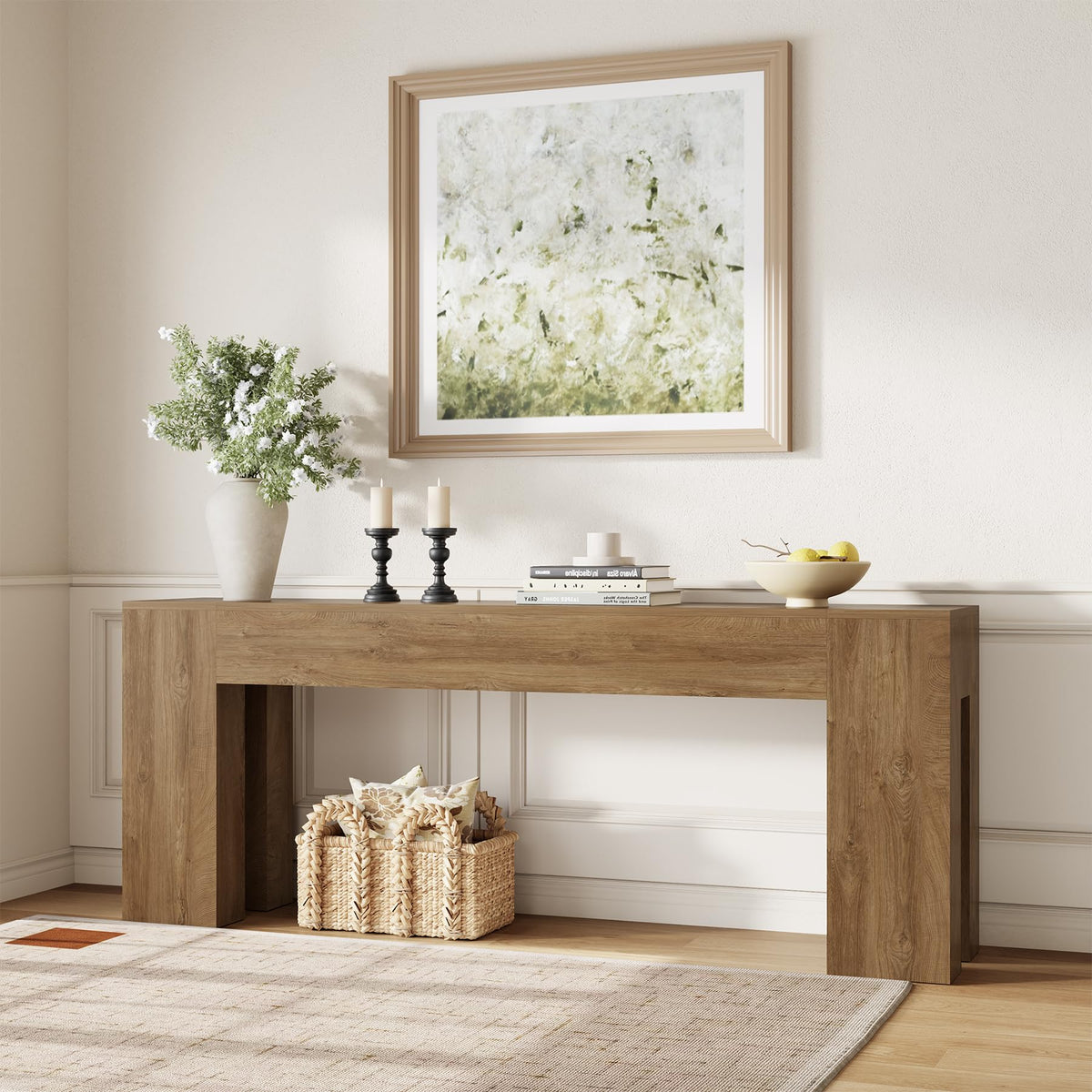 79-Inch Natural Oak Sofa Console Table S957